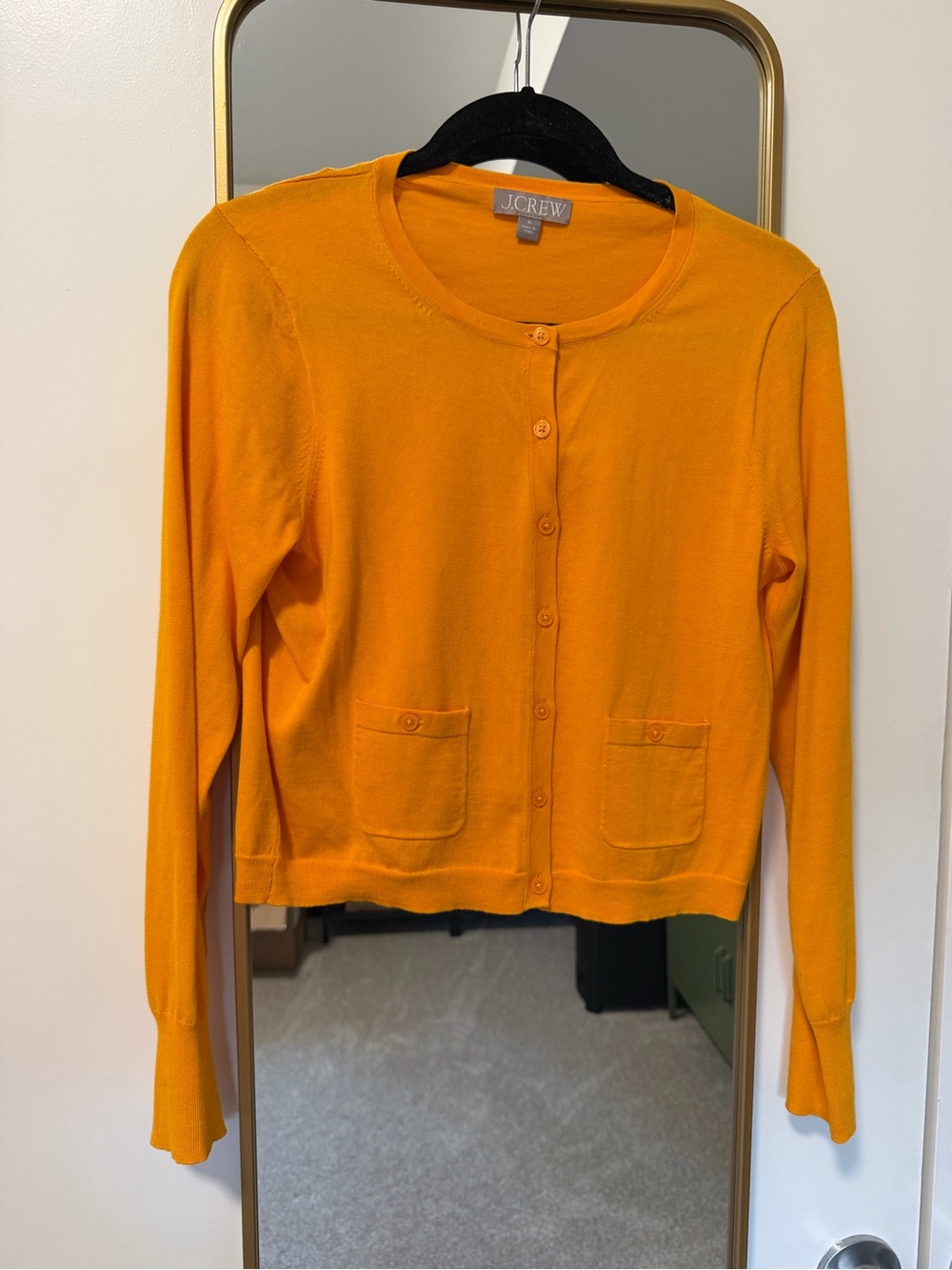J. Crew Bright Orange Crewneck Cardigan